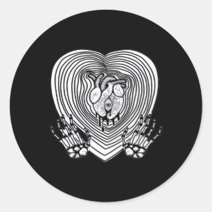 Cry Heart Classic - Skeleton Handherz Runder Aufkleber