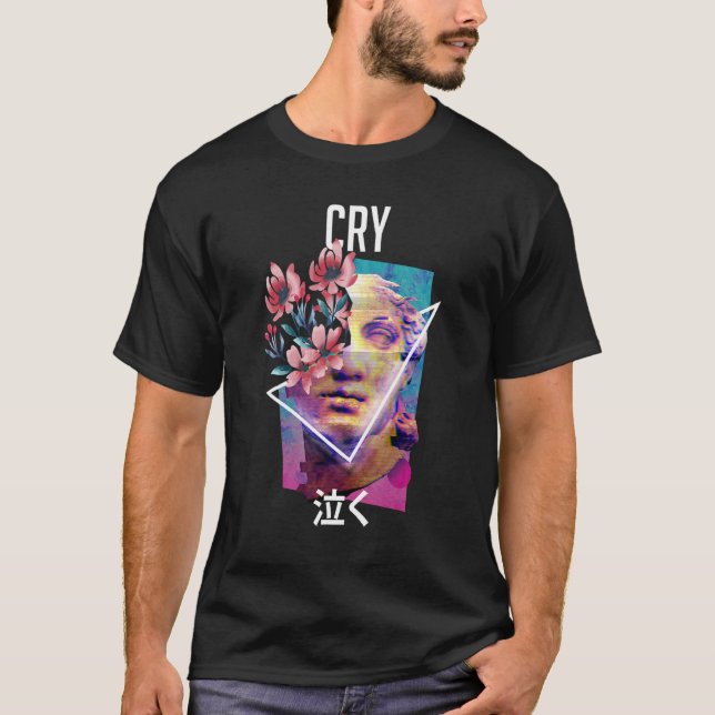 Cry Vaporwave Aesthetic Japanese E Girl T-Shirt (Vorderseite)