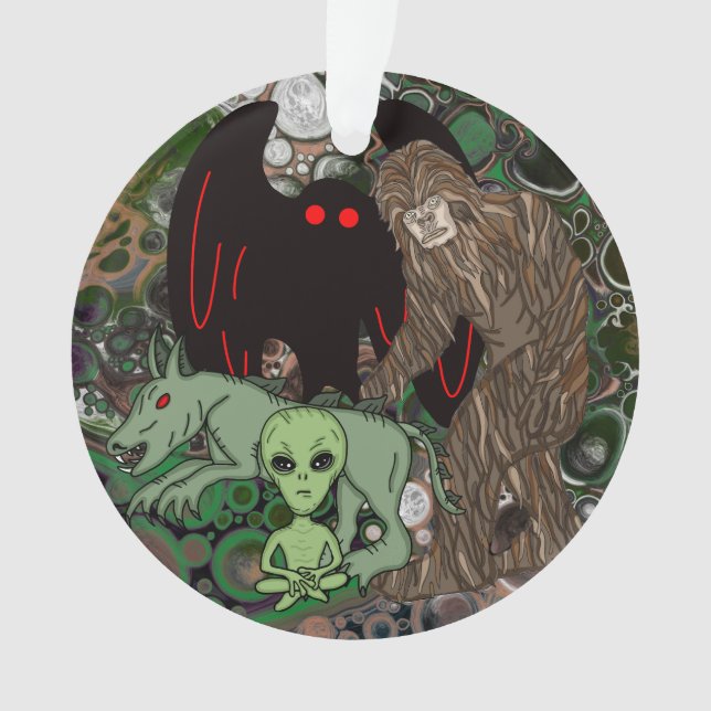 Cryptid Big Foot, Alien, Chupacabra, Mothman Ornament (Vorderseite)