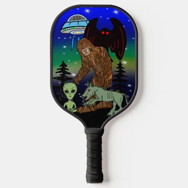 Cryptid Big Foot Alien Mothman UFO Chupacabra Pickleball Schläger (Vorderseite)