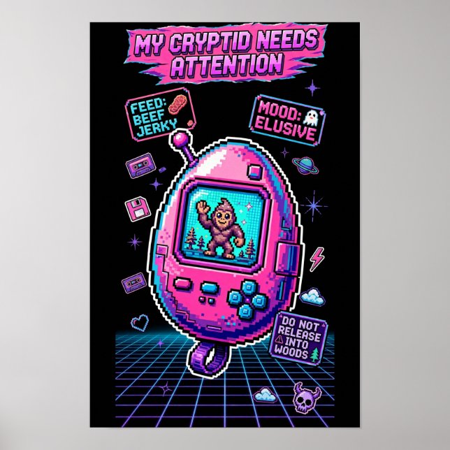 Cryptid Virtual Pet 1997 — Retro Pixel Pal Poster (Vorne)