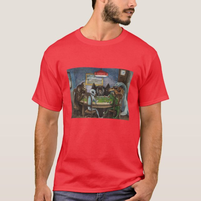 Cryptids playing poker boy T-Shirt (Vorderseite)
