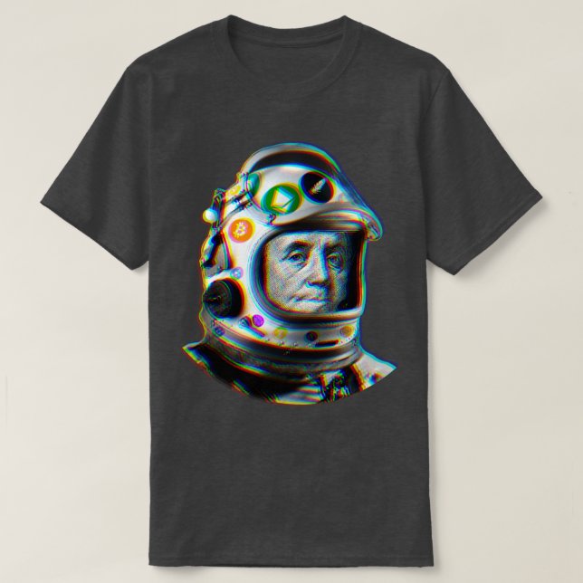 Crypto Benjamin Cyber Space Astronaut Miner Glitch T-Shirt (Design vorne)