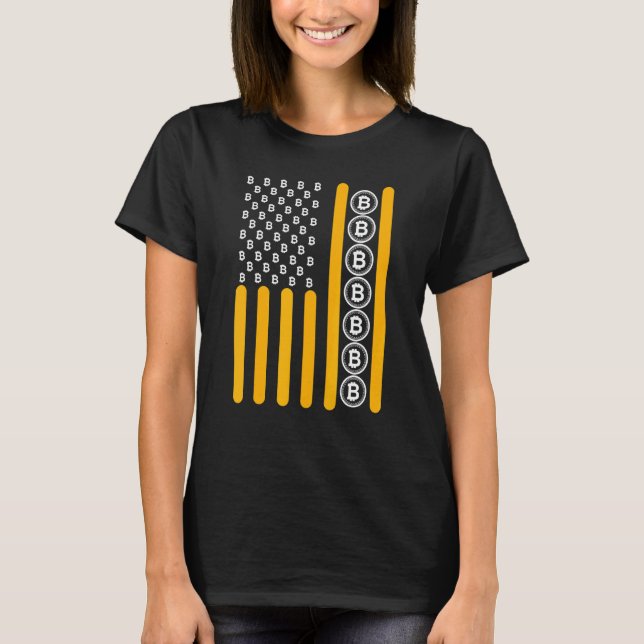 Crypto Bitcoin Cryptowährung Blockchain - Flagge T-Shirt (Vorderseite)