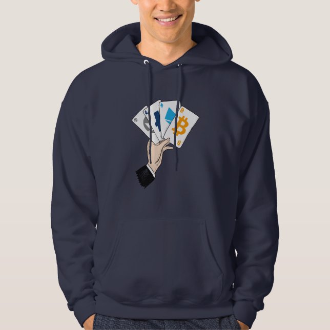 Crypto Poker Hand farbig Hoodie (Vorderseite)