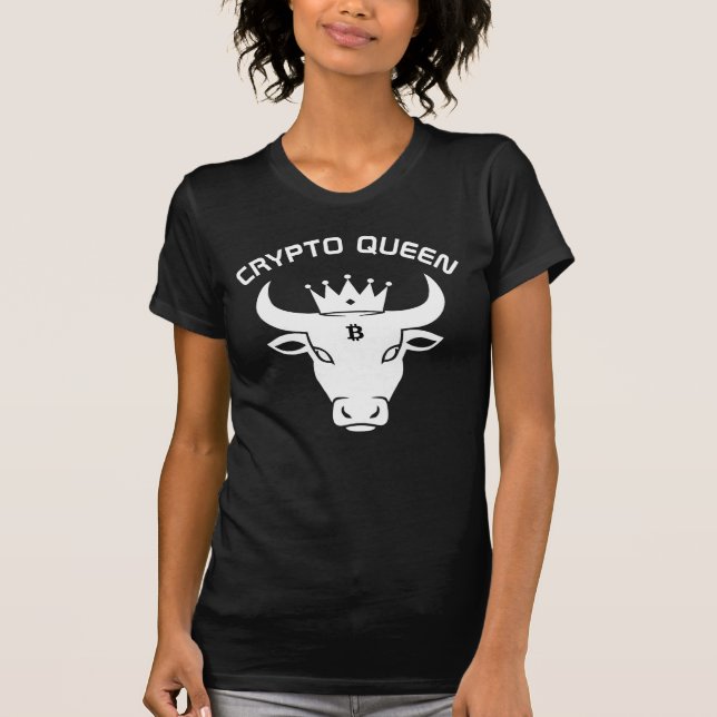 Crypto Queen Personalisiert Black T-Shirt (Vorderseite)