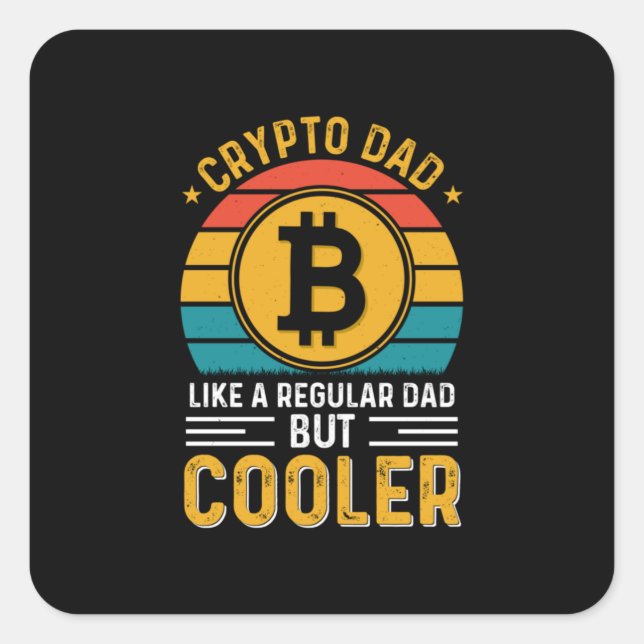 Crypto Vater Retro Sunset Quadratischer Aufkleber (Vorderseite)