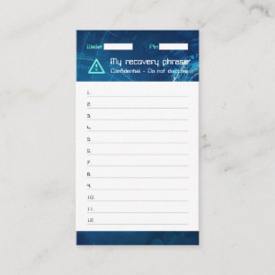 Crypto Wallet Sci-Fi Erholung Samen Phrase 12 Visitenkarte