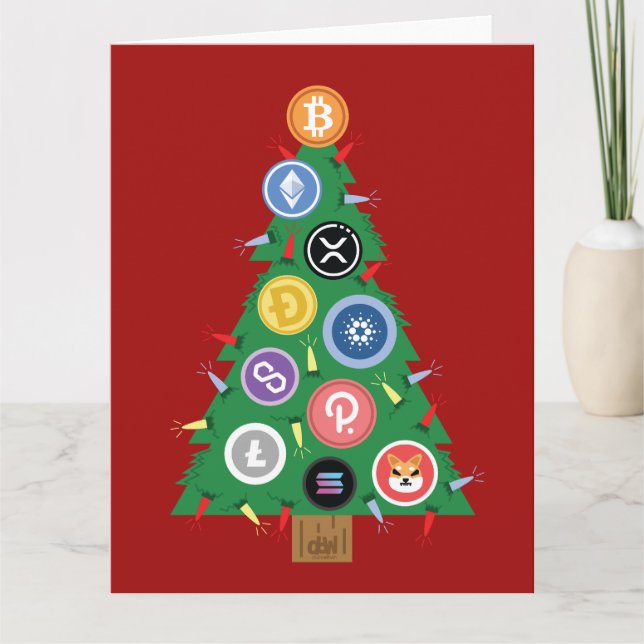 Crypto Weihnachtsbaum Kryptowährung Ornament Card Karte (Vorderseite)