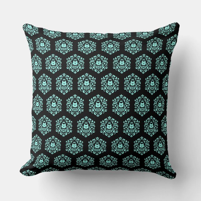 Cryptocurrency MonaCoin MonaDamask Pattern Blue Kissen (Vorderseite)