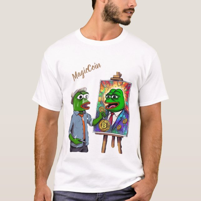 Cryptocurrency Pepe funny white t-shirt. T-Shirt (Vorderseite)