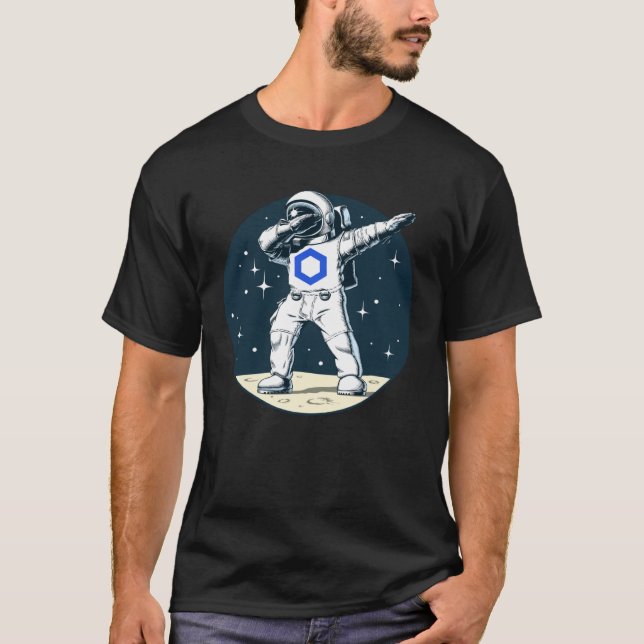 Cryptowährung Talk Fun Chainlink Dabbing Space M T-Shirt (Vorderseite)