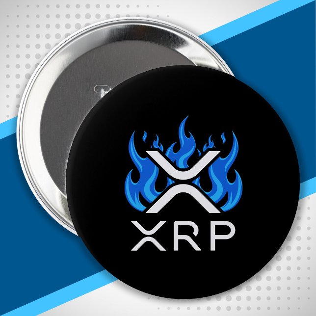 Cryptowährung XRP Crypto Blue Flames Feuer Melt Button (Von Creator hochgeladen)