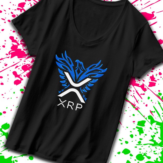 Cryptowährung XRP-Krypto-Logo Blue Rising Phoenix T-Shirt (Von Creator hochgeladen)