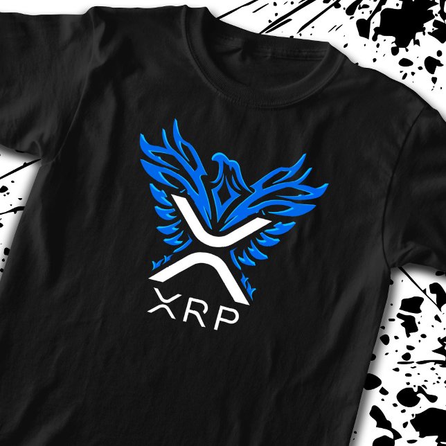 Cryptowährung XRP-Krypto-Logo Blue Rising Phoenix T-Shirt (Von Creator hochgeladen)