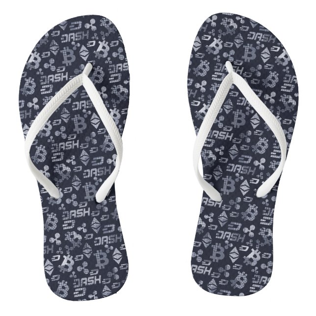 Cryptowährungs Blue Money Muster Flip Flops (Fußbett)