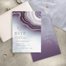 Crystal Agate Wedding Amethyst ID825 RSVP Card