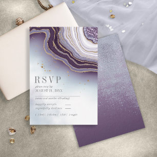 Crystal Agate Wedding Amethyst ID825 RSVP Card Karte