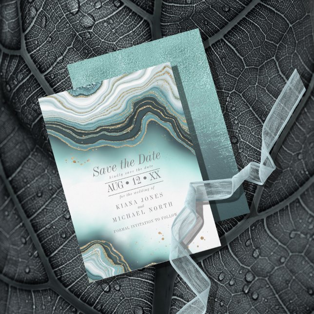 Crystal Agate Wedding Aquamarin ID825 Save The Date (Von Creator hochgeladen)