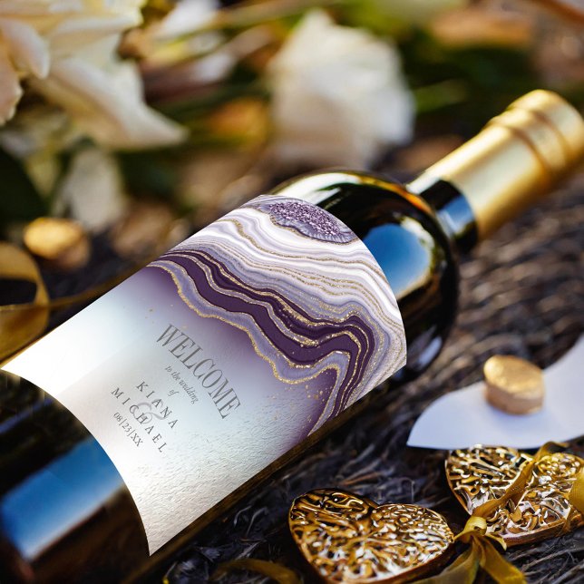 Crystal Agate Wedding Welcome Amethyst ID825 Weinetikett (Von Creator hochgeladen)