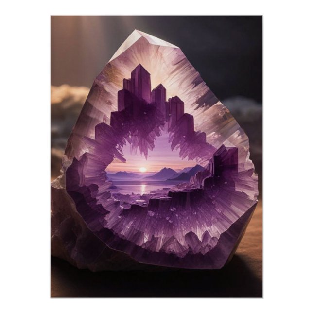 Crystal Amethyst Fantasy Sunrise Landschaft Poster (Vorderseite)