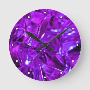 Crystal Amethyst Lila Edelstein mit Punkten Runde Wanduhr