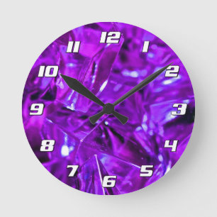 Crystal Amethyst Lila Edelstein mit Zahlen Runde Wanduhr