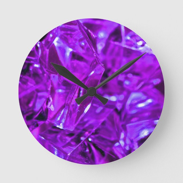 Crystal Amethyst Lila Gemstone Runde Wanduhr (Vorderseite)