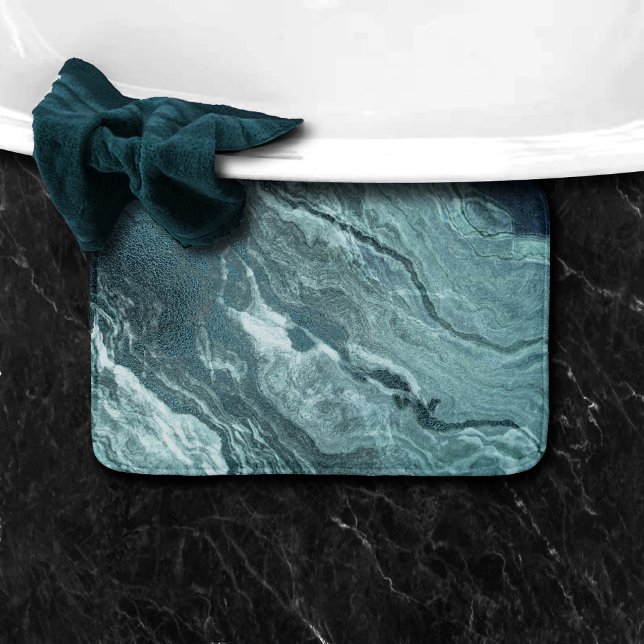 Crystal Aquamarin Agate | Dark Aqua Marble Stone Badematte (Von Creator hochgeladen)
