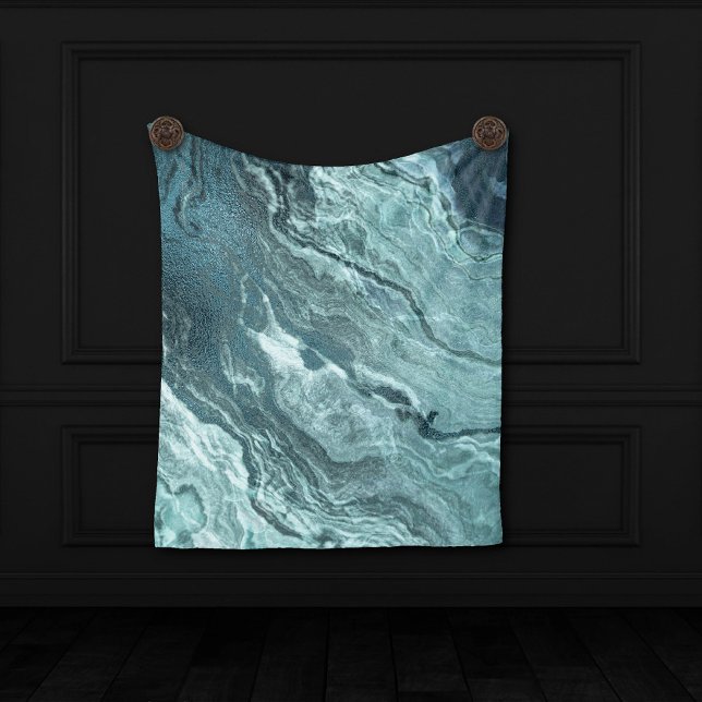 Crystal Aquamarin Agate | Dark Aqua Marble Stone Fleecedecke (Von Creator hochgeladen)