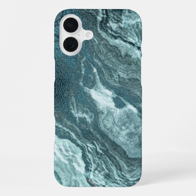 Crystal Aquamarin Agate | Dark Aqua Marble Stone iPhone Hülle (Rückseite)