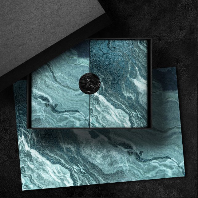 Crystal Aquamarin Agate | Dark Aqua Marble Stone Seidenpapier (Von Creator hochgeladen)