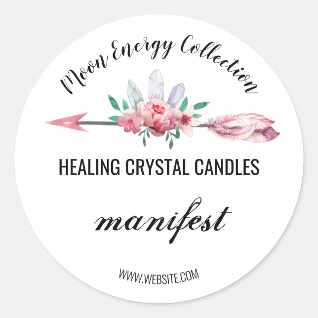Crystal Arrow Logo Candle Product Labels Runder Aufkleber (Vorderseite)
