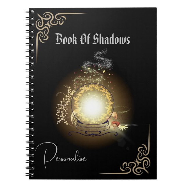 Crystal Ball Book of Shadows Funkelnd Journal Blac Notizblock (Vorderseite)