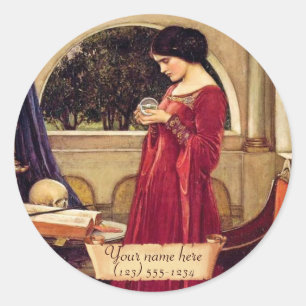 Crystal Ball Pre-Raphaelite Buchzeichen Runder Aufkleber