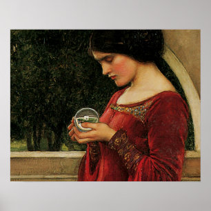 Crystal Ball Woman Wasserhausmalerei Poster