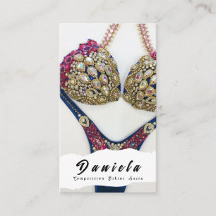 Crystal Bikini Fitness Wettbewerb Anzug Frauen Bus Visitenkarte