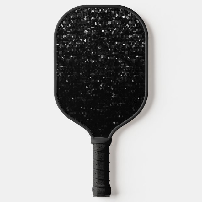 Crystal Black Bling Strass Pickleball Paddle (Vorderseite)