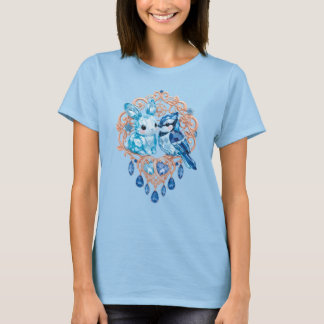 Crystal Blue Bunny and Blue Jay Heart T-Shirt