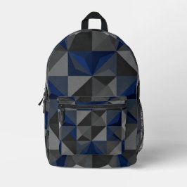 Crystal Blue Low‑Poly Geometric Backpack Bedruckter Rucksack