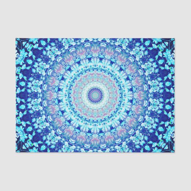 Crystal Blue Shiny Mandala Seidenpapier (Vorderseite)