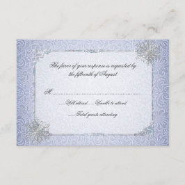 Crystal Blue Snowflake Wedding Response Card RSVP Karte