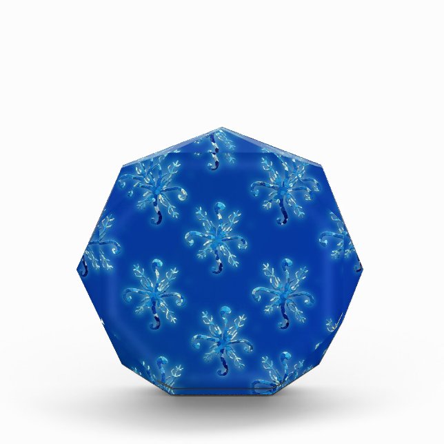 Crystal Blue Snowflakes Fotoblock (Vorderseite)