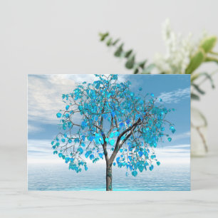Crystal Blue Tree Flat Greeting Card Karte