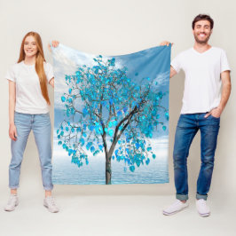 Crystal Blue Tree Fleece Blanket