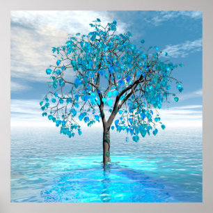 Crystal Blue Tree Poster