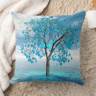Crystal Blue Tree Throw Kissen