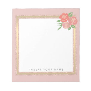 Crystal Blush Gold und Rose Notepad 5.5" x 6" Notizblock
