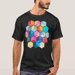 Crystal Bohemisch Honeycomb Cubes - Colorful Hexag T-Shirt
