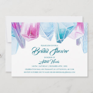 Crystal Bride Pink & Blue Gems Brautparty Einladung